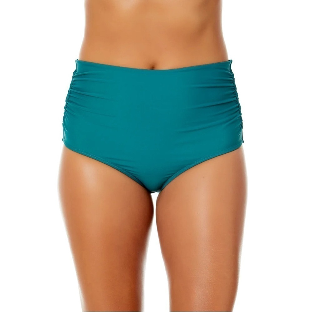 Anne Cole Women's Side Shirred High Waist Bikini tummy control  grandma core